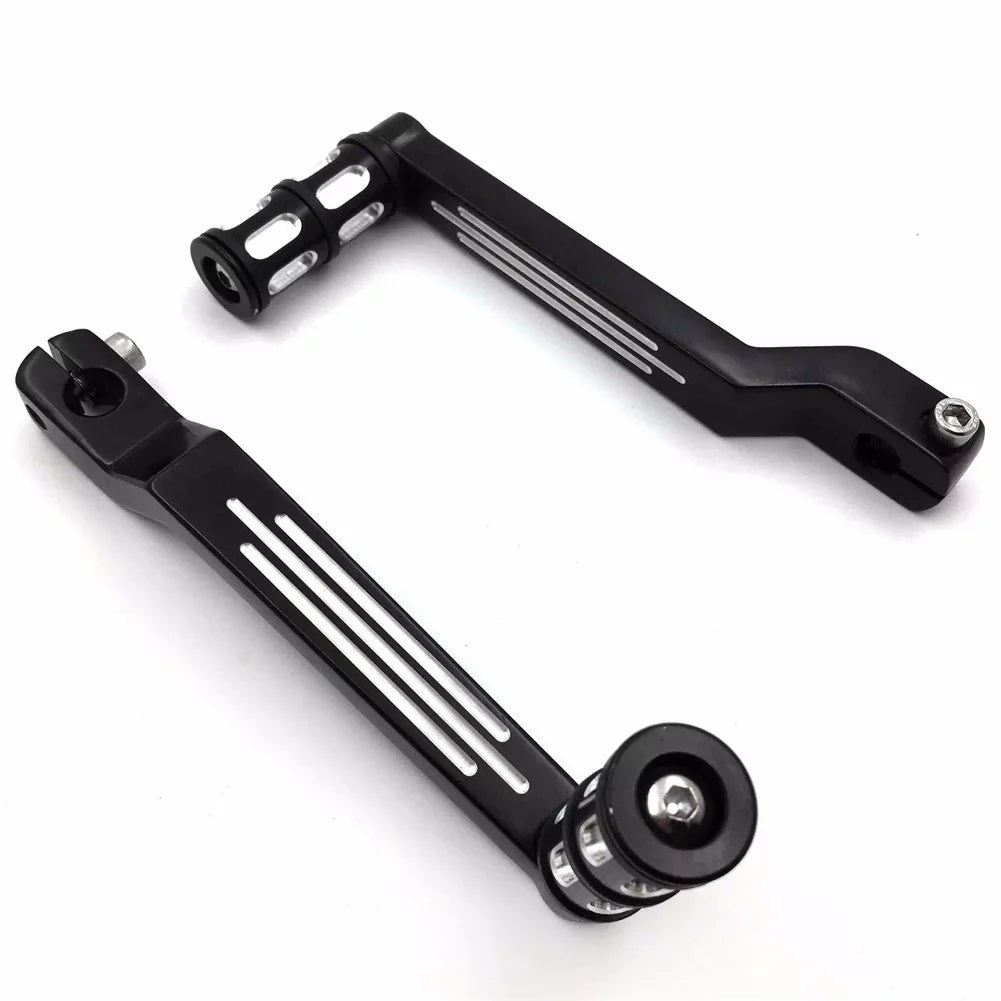 HTT- Style 009C- Black Aluminum Heel Toe Shift Levers w/ Shifter Pegs For Harley Davidson Electra Glide 1988 and later