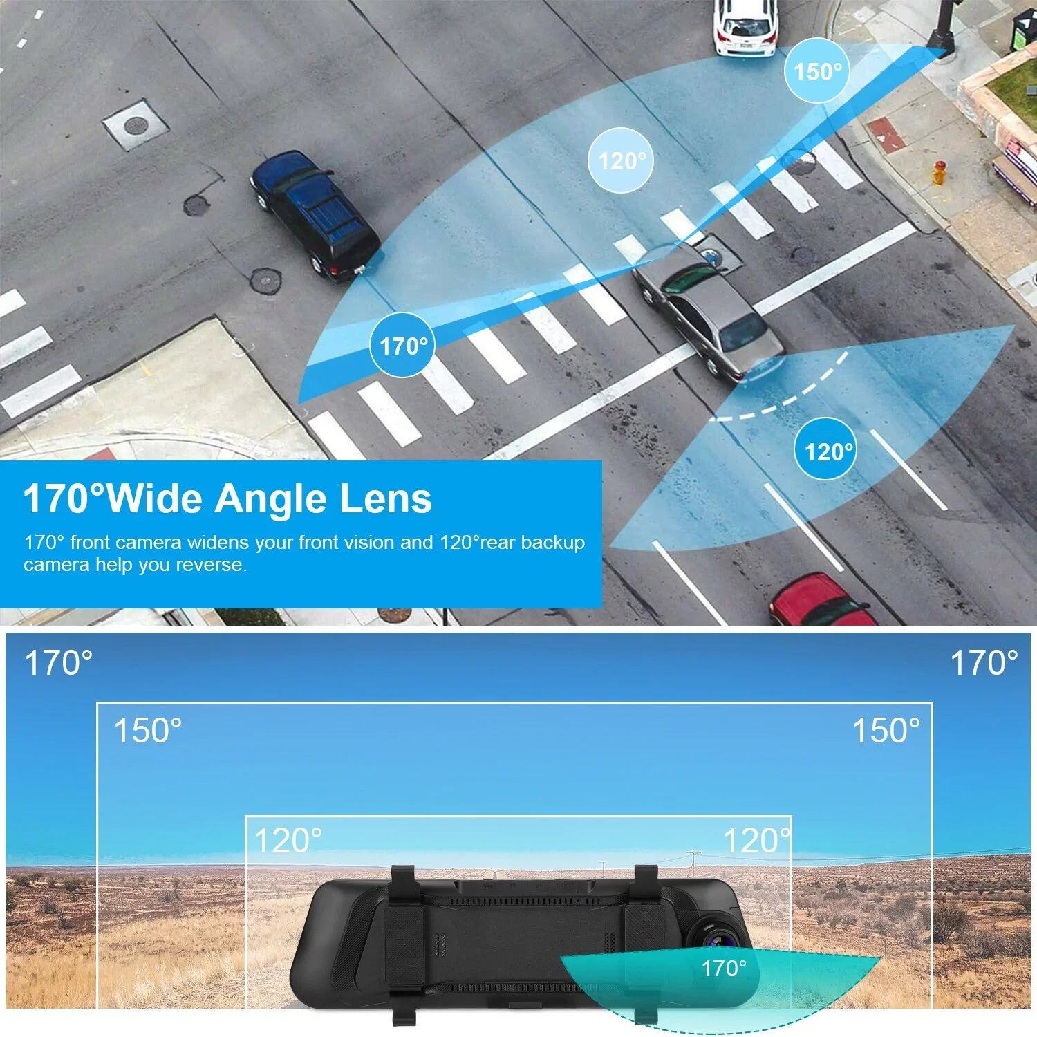 iNova FHD 1080P Car DVR Dash Camera 9.66In Vehicle Driving Recorder with G Sensor Parking Monitoring Seamless Recording
