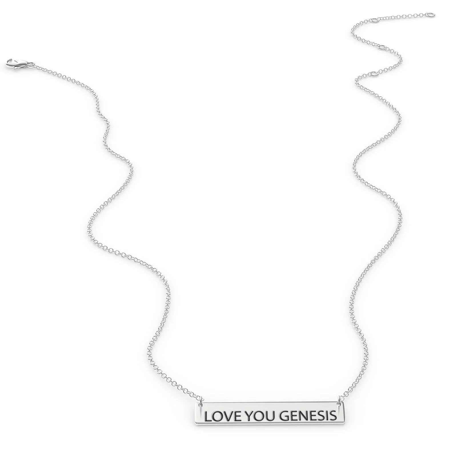 Love You Genesis Women's Bar Pendant Necklace Sterling Sliver