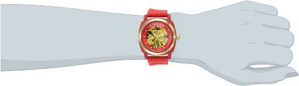 ORLOGI Women's TK626PK Milano Rose Rubber Mechanical Movement Skeleton Watch