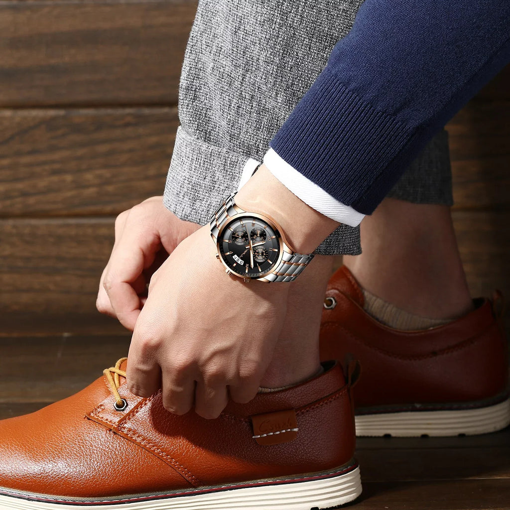 Mens Watch CRRJU Luxury Chronograph Waterproof Quartz Watch for Men Fashion Business Stainless Steel Watches relogio masculino
