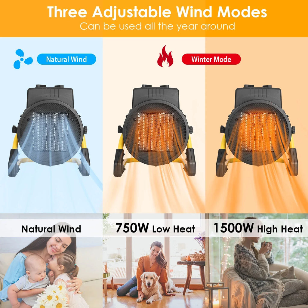 iMounTEK 1500W Portable Electric Space Heater Personal Fan with Overheat Protection Adjustable Temperature Ceramic Heater for Bedroom Office Desk