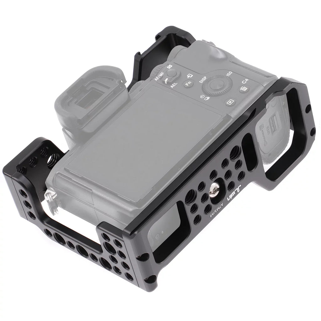 Htovila Camera Cage Aluminum Alloy Video Cage Replacement for Sony A7M3 A7R3 A9 Mirrorless Camera with Cold Shoe Mount 1/4 Inch & 3/8 Inch Screw Holes