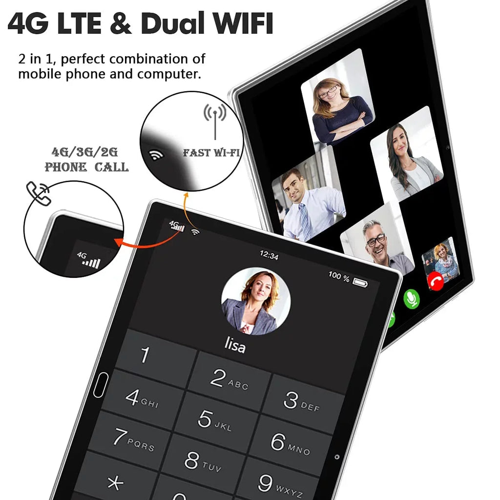 Tablet 10 inch Android Tablet, Android 11 Tablet, 4G Phone Tablet, 2 in 1 Tablet,Tablet with Keyboard,4GB RAM+64GB Storage,Octa-Core Processor,Dual 13MP Camera,Wi-Fi Tablet,Mother's Day Gift Tablet