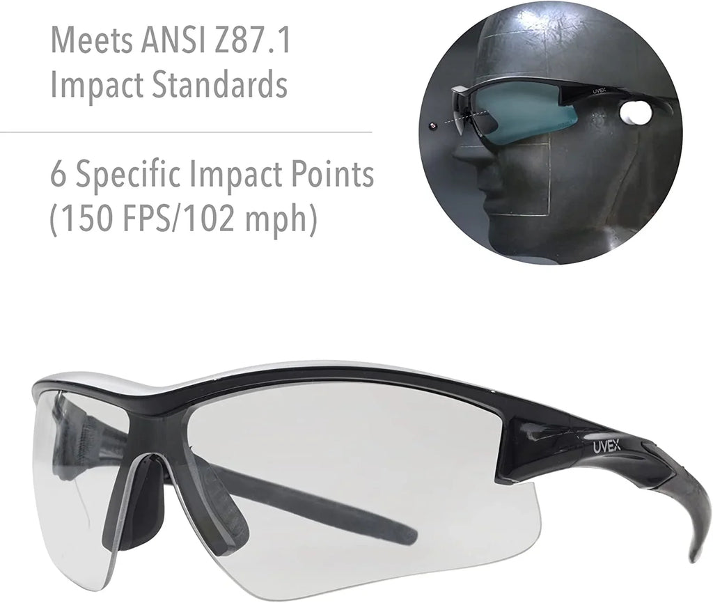 Howard Leight by Honeywell Uvex Acadia Shooting Glasses with Uvextreme Plus Anti-Fog Lens Coating, Clear Lens (R-02214)