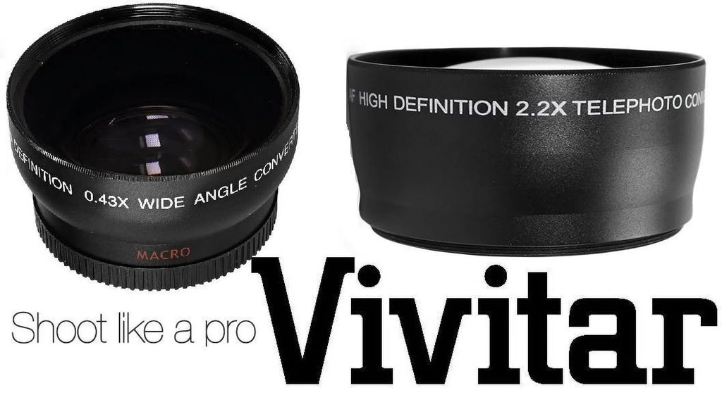 HI DEF 2PC LENS KIT PRO HD WIDE ANGLE & TELEPHOTO LENS for NIKON D3200 (52mm Compatible)