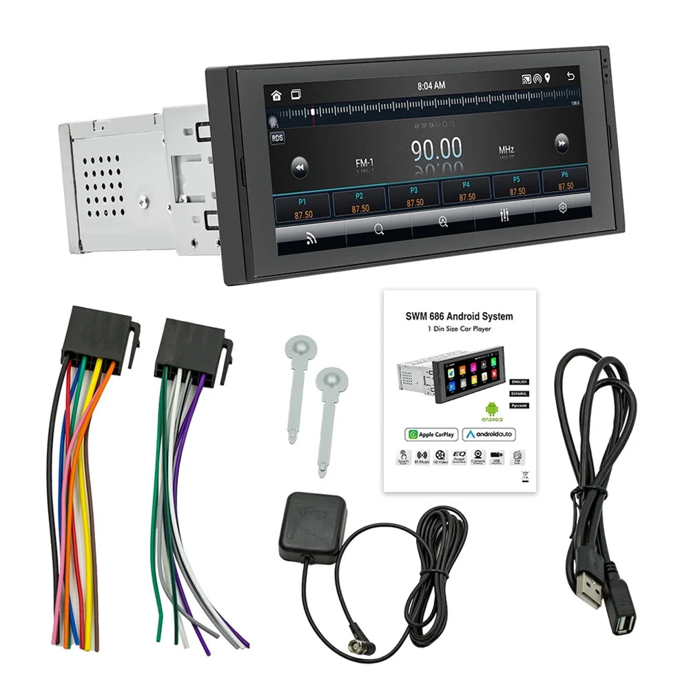 Apexeon Radio set,Wheel Rear Car Stereo Mirror Link Din Android 6.86 Inch Android 12 Car Camera Android Auto Radio Mirror Reverse Wheel Radio set Stereo Android 6.86 Nebublu Dazzduo