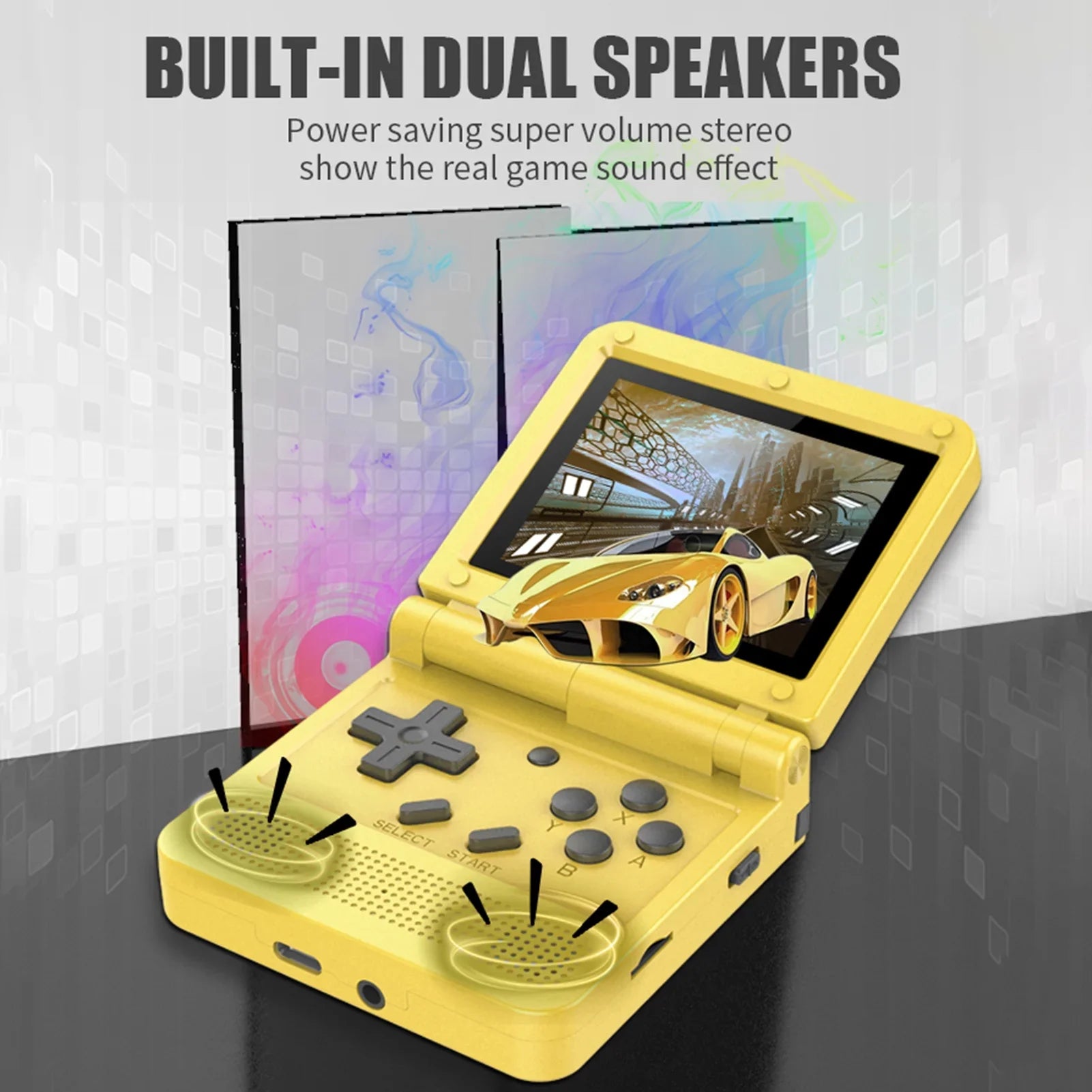 Powkiddy Handheld Game Console, 3.0-inch IPS Screen, Mini Folding Flap Design, 15 Emulators, Rechargeable and Portable for Endless Gaming