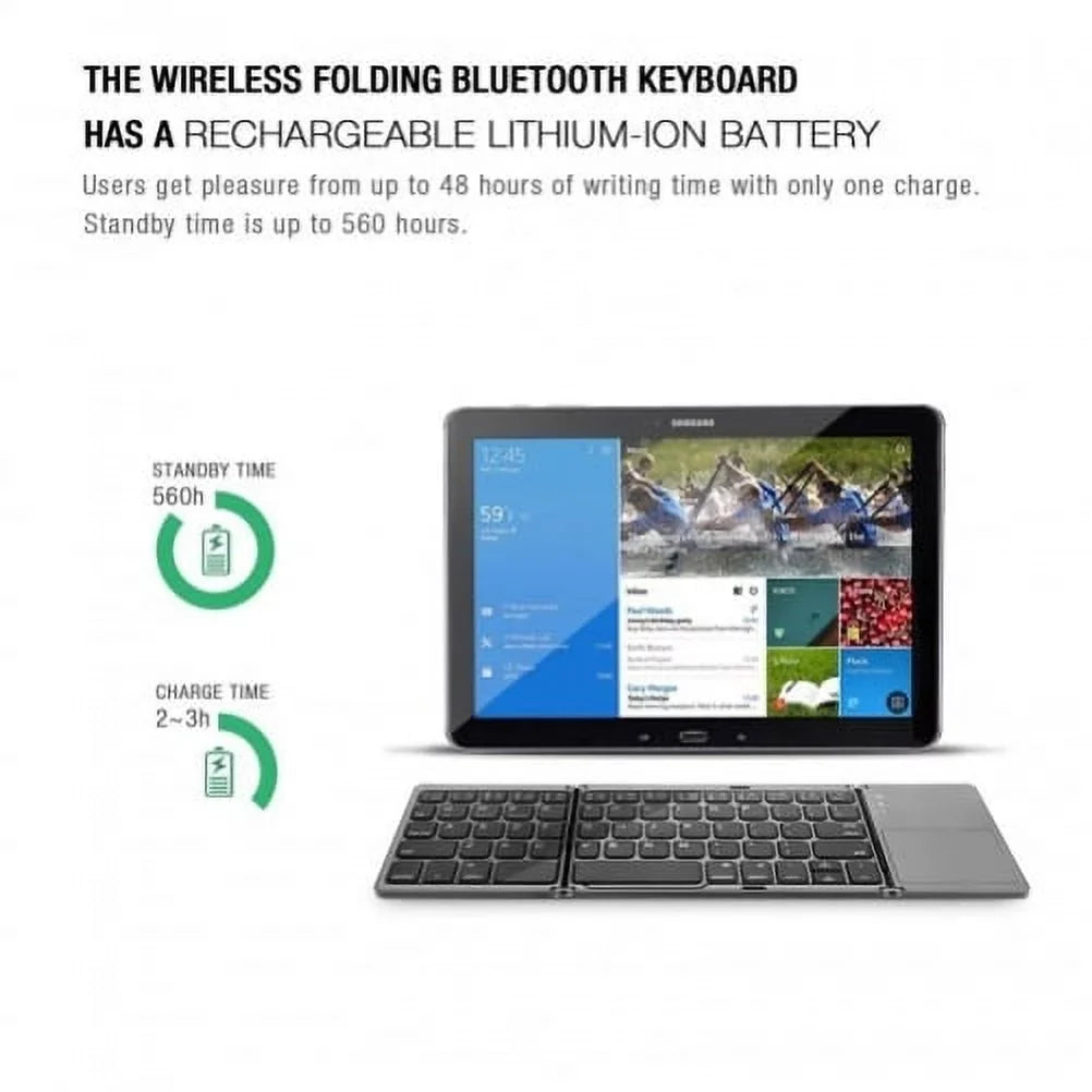 Rechargeable Folding Wireless Keyboard Portable Compact Y1K for iPad Pro 12.9 (2019) 10.5 9.7 4 3 2 - Zenfone V Live Max Plus M1, ROG Phone, AR 5z 5Q 4 Pro, Google Nexus 2 7