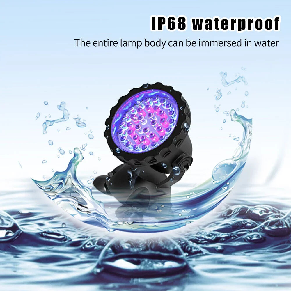 LED Pond Light, Submersible LED Lights RGB Underwater Lights Color Changing Spotlight Outdoor Remote Control IP68 Waterproof Fish Tank Lights Fountain Lights for Aquarium Tank Pool