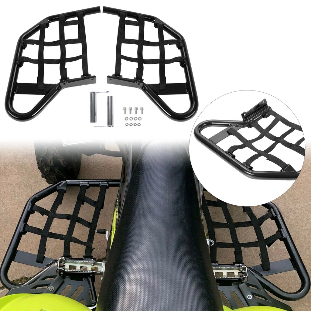 Kojem Aluminium Foot Peg Step Nerf Bars for Yamaha Raptor 700 Black Side Step with Black Webbing nets 2006-2020