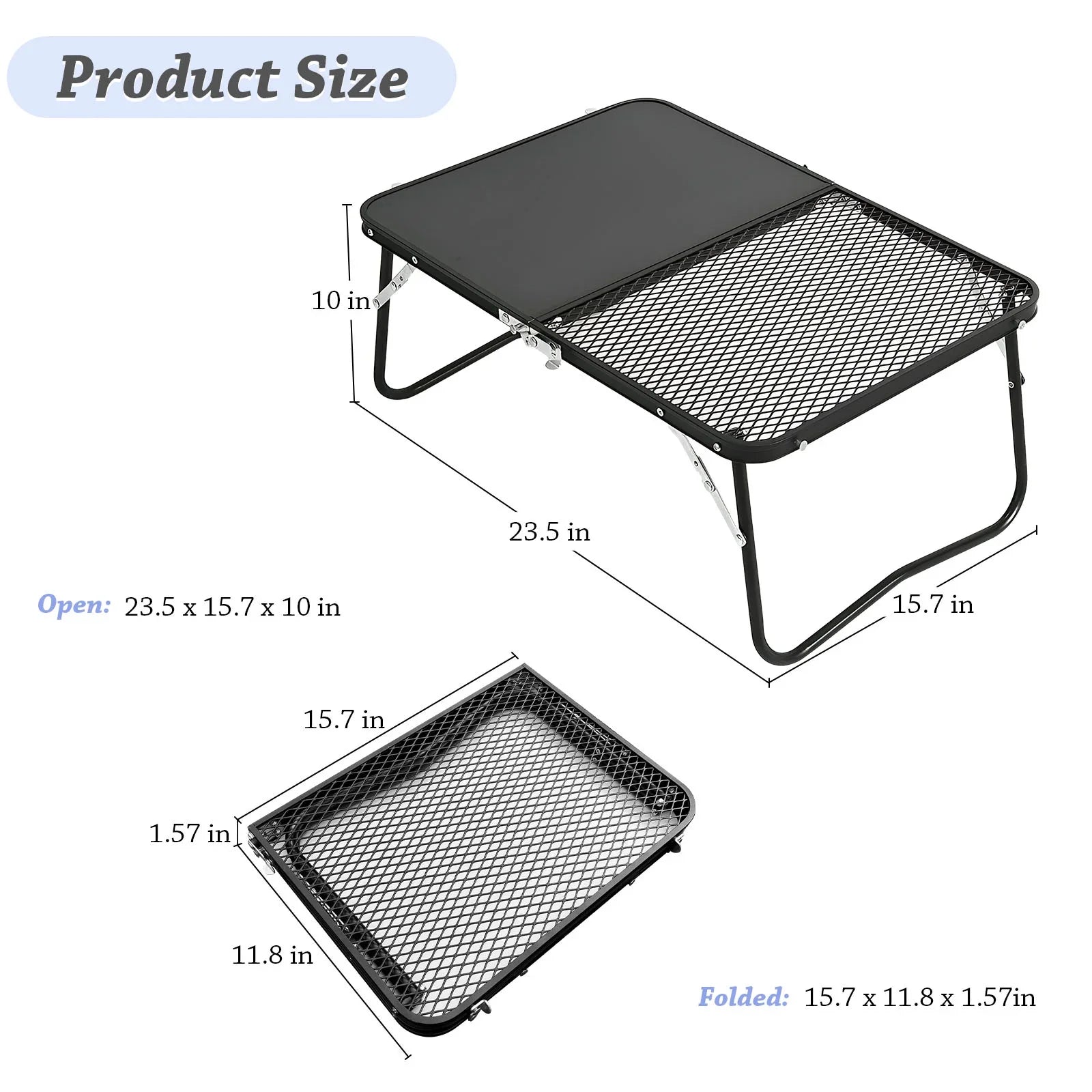 Portable Camping Table, Cutting Board and Table 2-in-1 Folding Campfire Grill for Outdoor Barbecue, Picnic, Fishing,Camping.