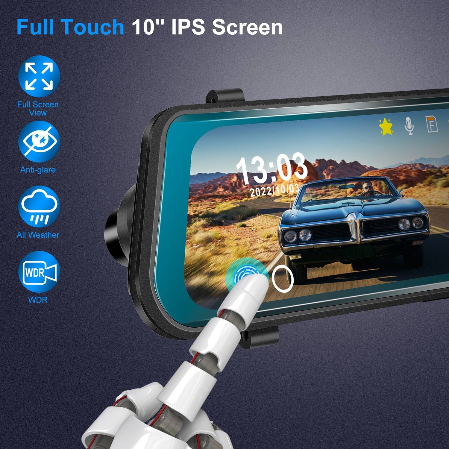 iNova FHD 1080P Car DVR Dash Camera 9.66In Vehicle Driving Recorder with G Sensor Parking Monitoring Seamless Recording