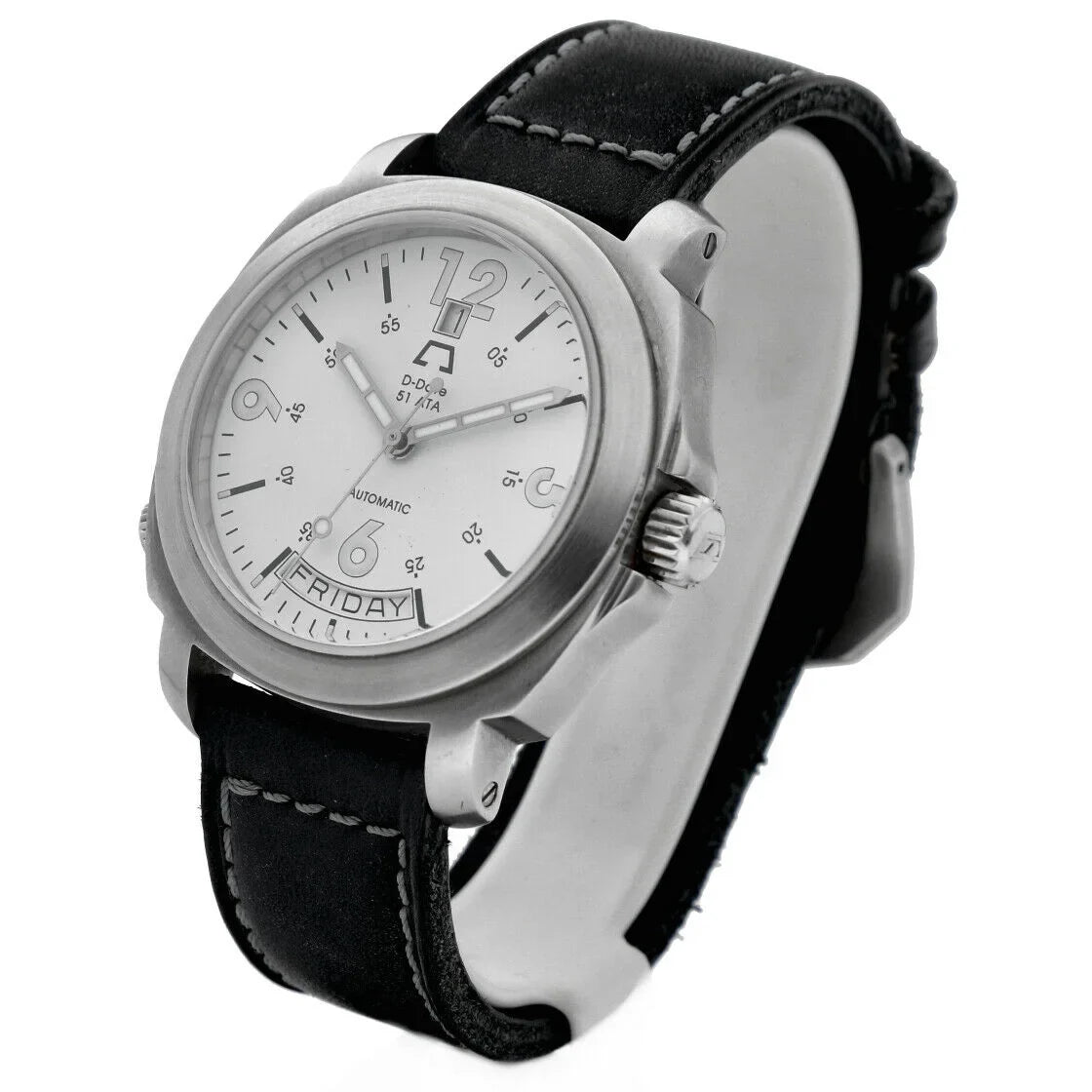 Anonimo D-Date 51ETA 2006 Day Date Ivory Dial Leather 43mm Automatic Men's Watch