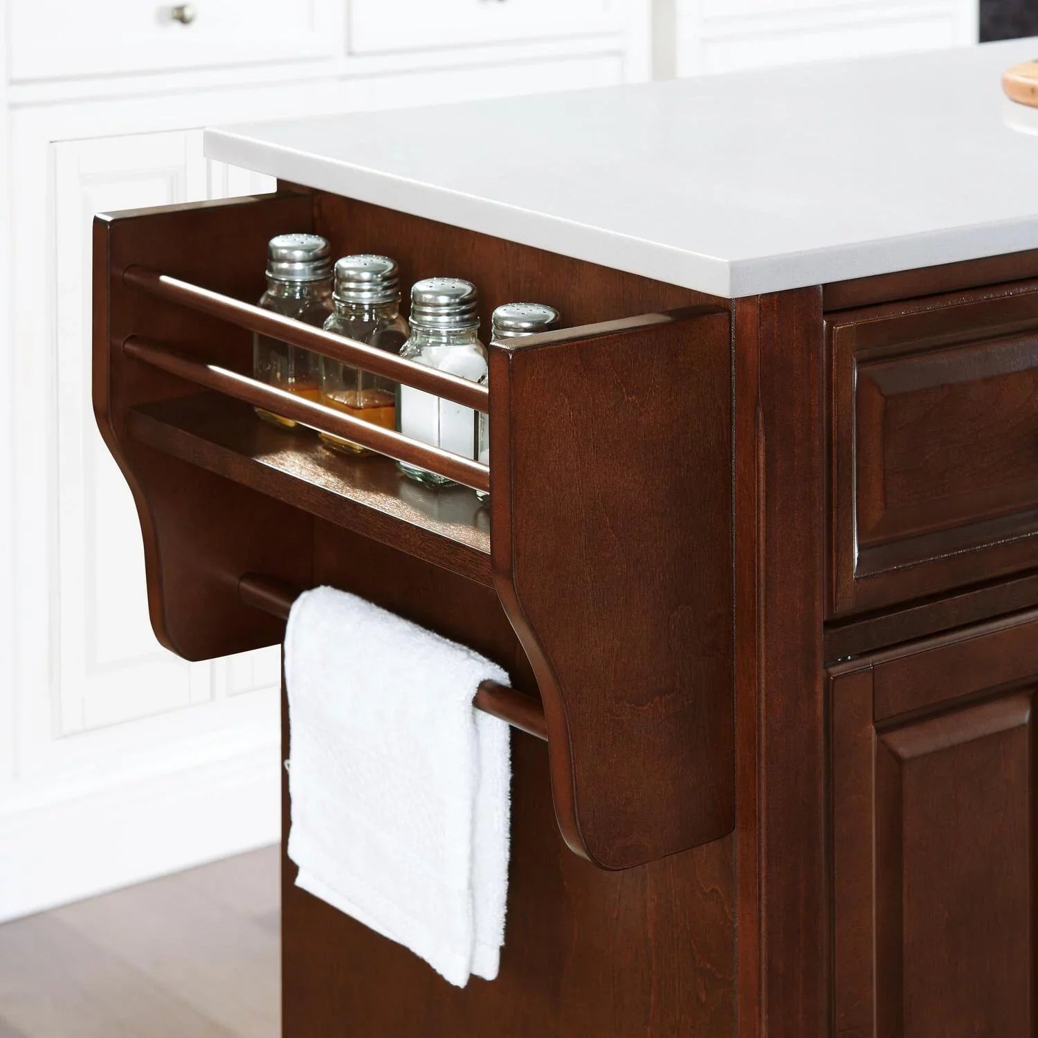 Maykoosh Country Cottage Stone Top Full Size Kitchen Island/Cart Black/White