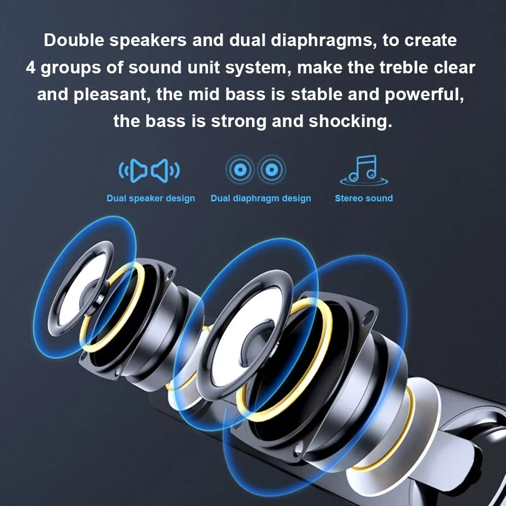 Radirus V-111 Computer Speaker, USB Wired Powerful Bar Stereo Subwoofer Bass Speaker, Surround Sound Box for PC Portable computer Phone Tablet MP3 MP4, Audio Equipment for Home Theater-Like Audio Quality