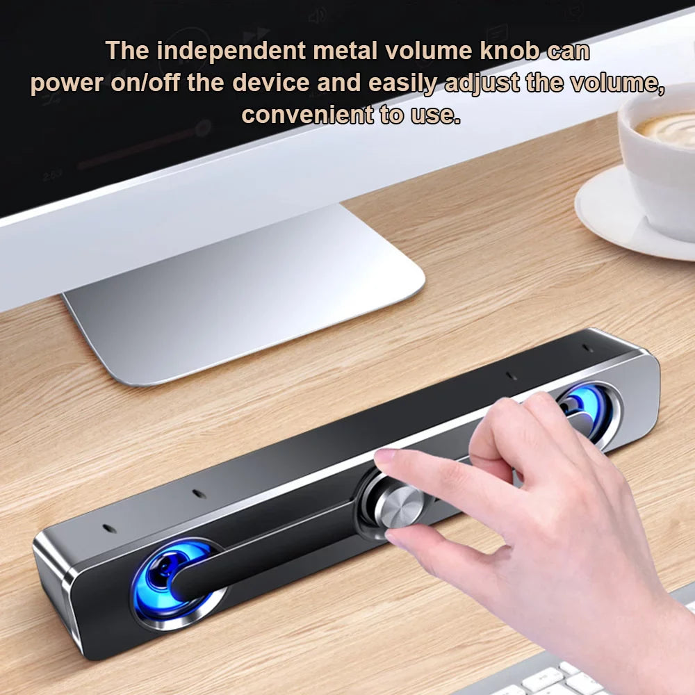 Radirus V-111 Computer Speaker, USB Wired Powerful Bar Stereo Subwoofer Bass Speaker, Surround Sound Box for PC Portable computer Phone Tablet MP3 MP4, Audio Equipment for Home Theater-Like Audio Quality