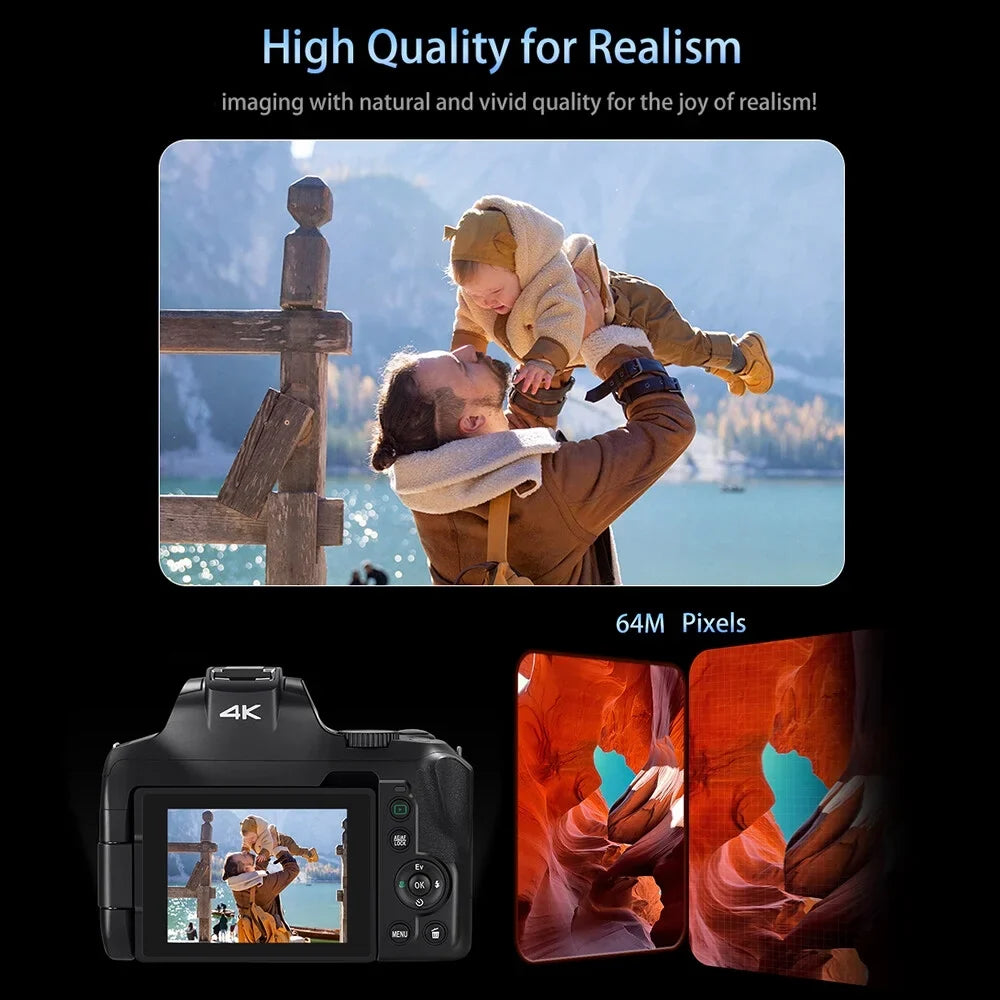 ORDRO G700 4K Digital Camera WiFi Digital Video Camera Camcorder 64MP 3.0 Inch IPS Screen 12X Optical Zoom Auto/Manual Focus Built-in Flash Battery Electronic Stabilization with Strap for Vlogging