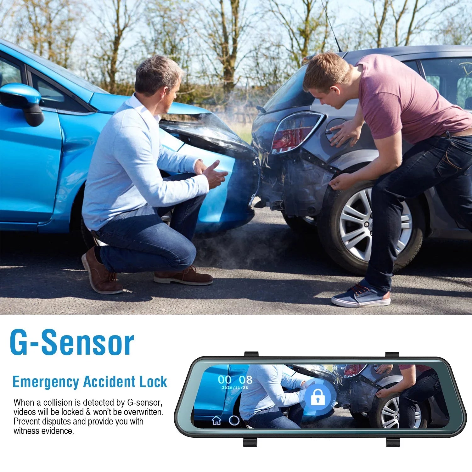 iNova FHD 1080P Car DVR Dash Camera 9.66In Vehicle Driving Recorder with G Sensor Parking Monitoring Seamless Recording