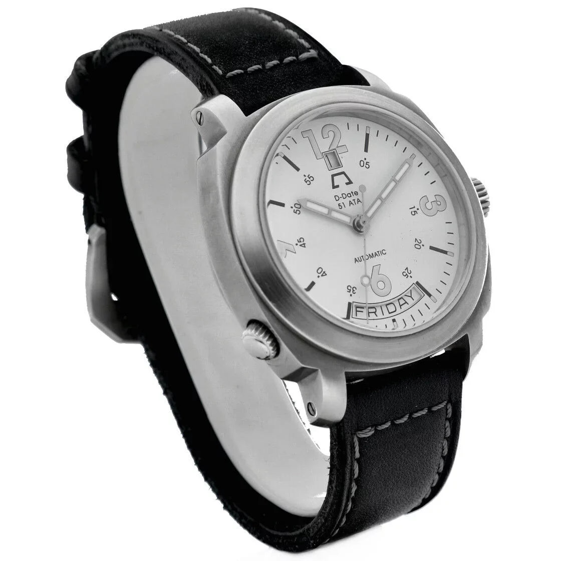 Anonimo D-Date 51ETA 2006 Day Date Ivory Dial Leather 43mm Automatic Men's Watch