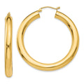 Real 14kt Yellow Gold Polished 5mm Tube Hoop Earrings; for Adults and Teens; for Women and Men