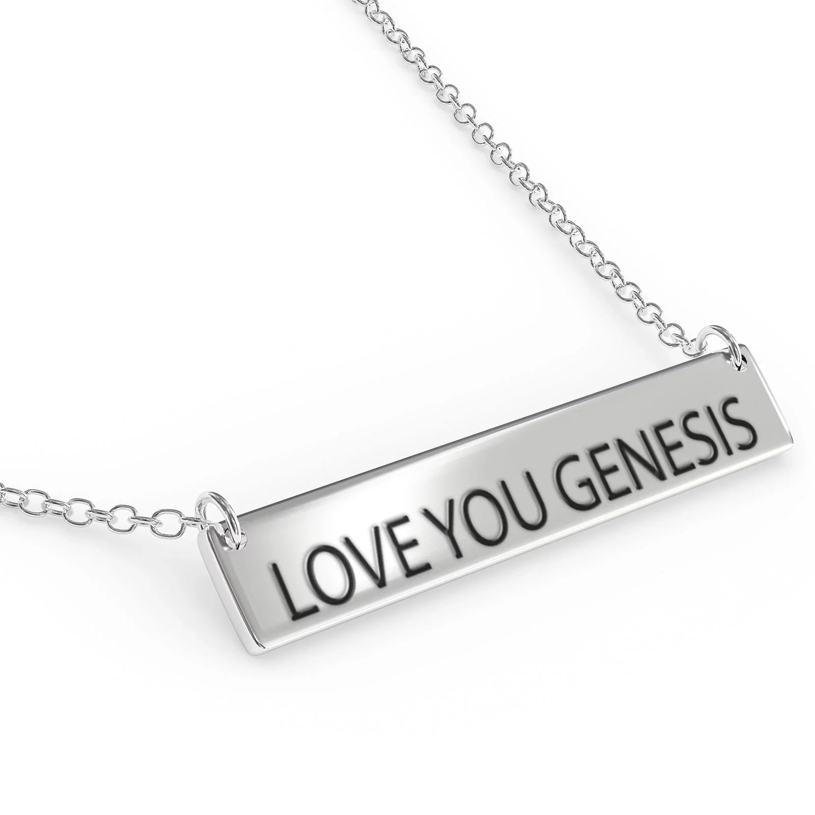 Love You Genesis Women's Bar Pendant Necklace Sterling Sliver