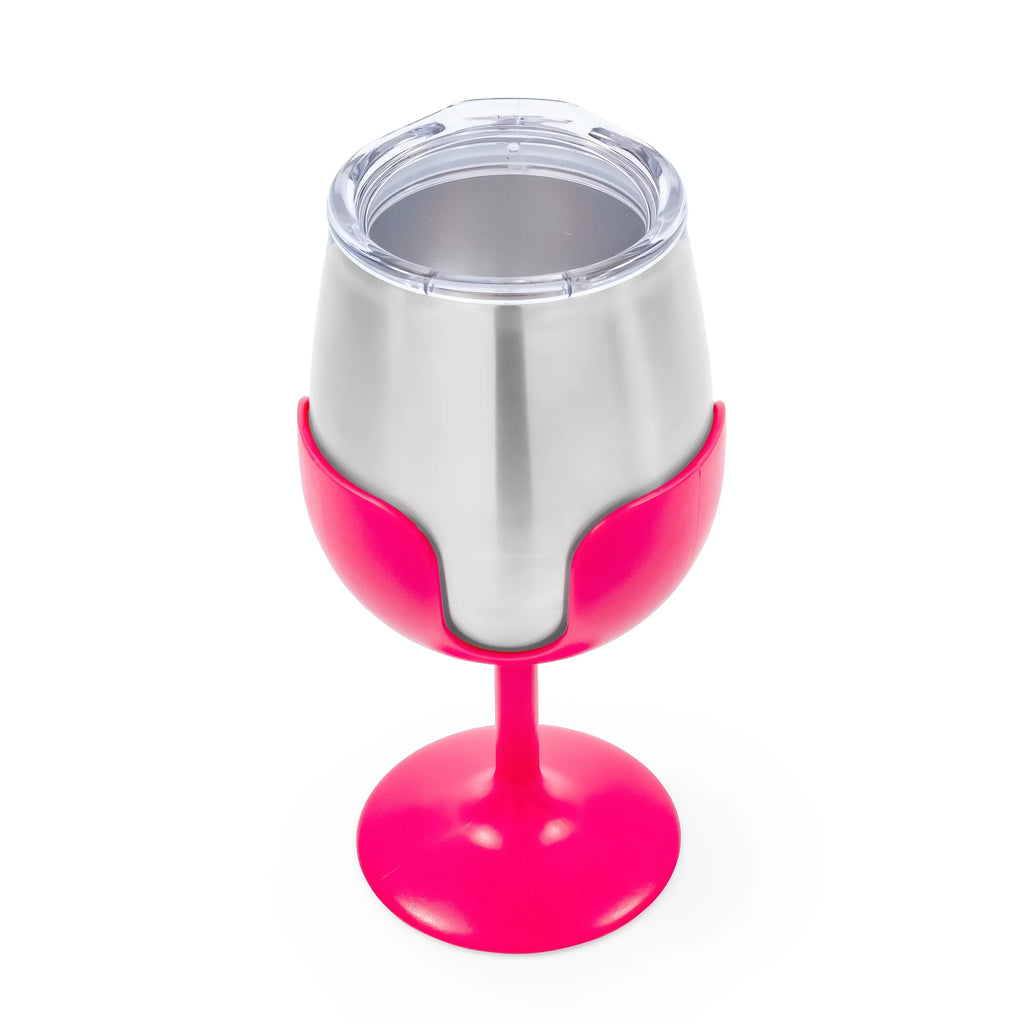 Camco Life is Better at the Campsite Wine Tumblers | Features a Vacuum Insulated Kitchen Grade 18/8 Stainless Steel Construction, 4 Colorful Removable Stems, and Comes in a 8oz Size (53068)