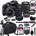 Canon EOS 2000D DSLR Camera with 18-55mm f/3.5-5.6 Zoom Lens + 128GB Card, Tripod, Flash, and More 20pc Bundle