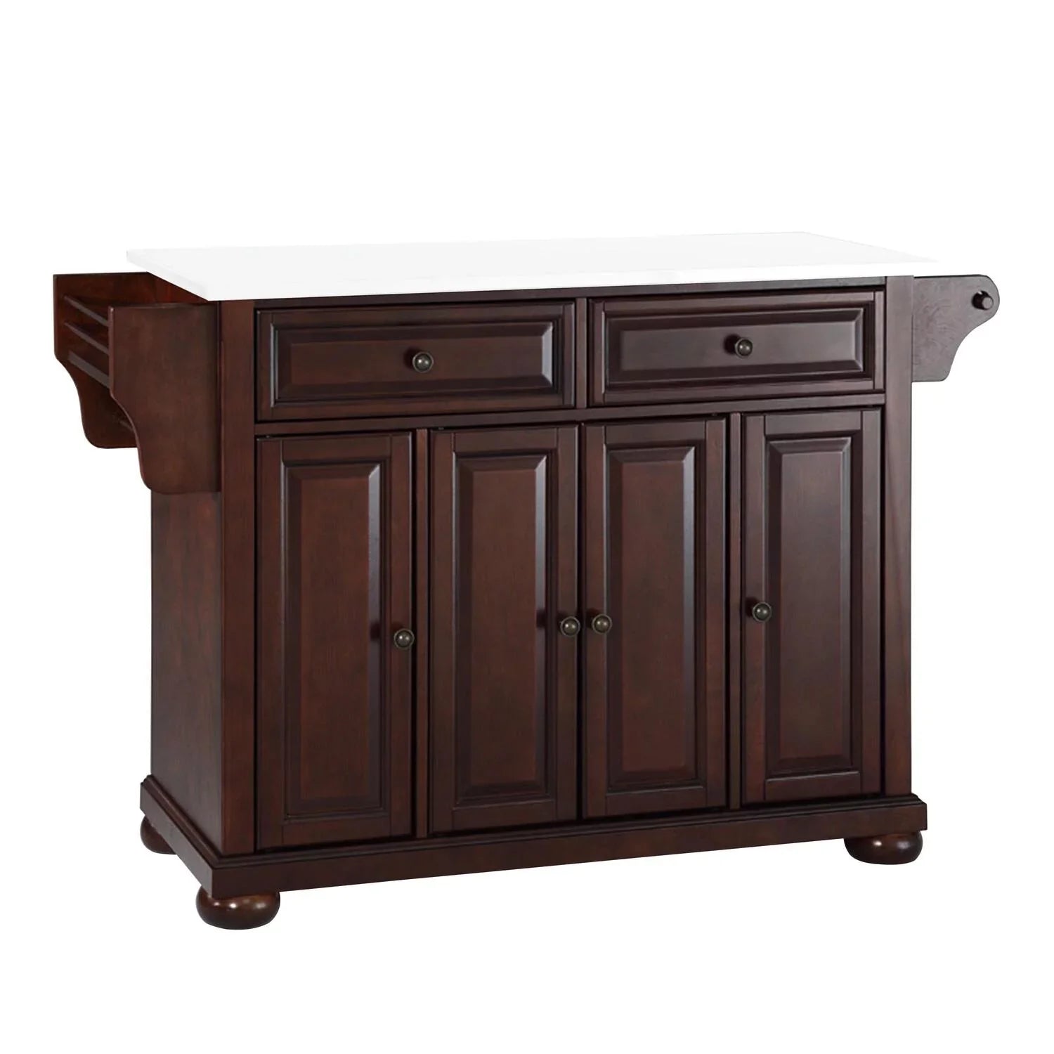 Maykoosh Country Cottage Stone Top Full Size Kitchen Island/Cart Black/White