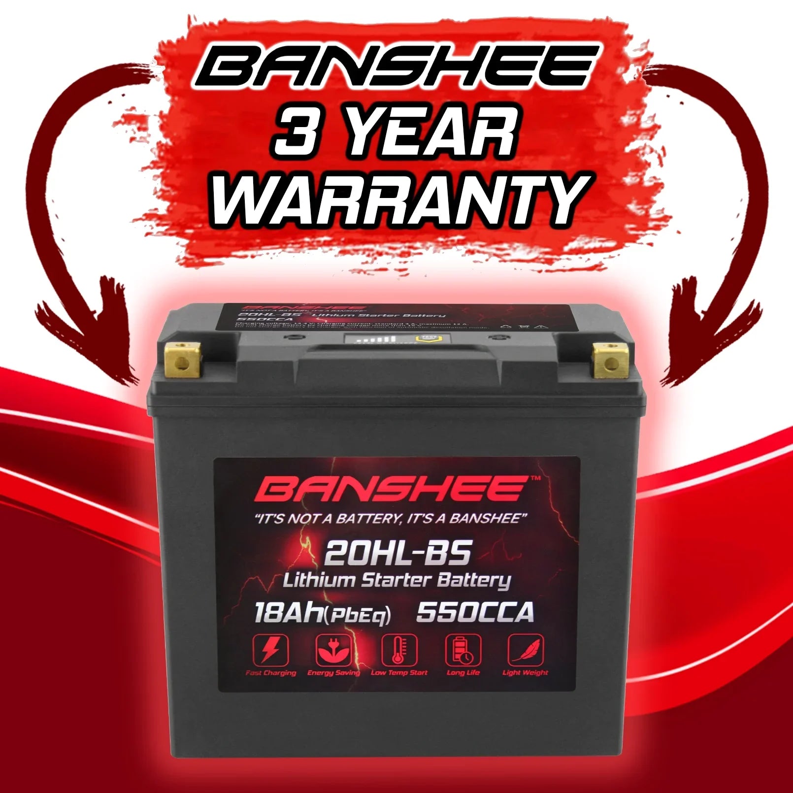 Banshee 20L-BS LiFePO4 Motorsports Battery Compatible with Yamaha XA800A WaveRunner XLT800 2002 to 2004