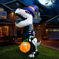 Joiedomi Halloween 8 FT Inflatable Skeleton Dinosaur with Build-in LEDs Blow Up Inflatables for Halloween Party Indoor, Outdoor, Yard, Garden, Lawn Decorations