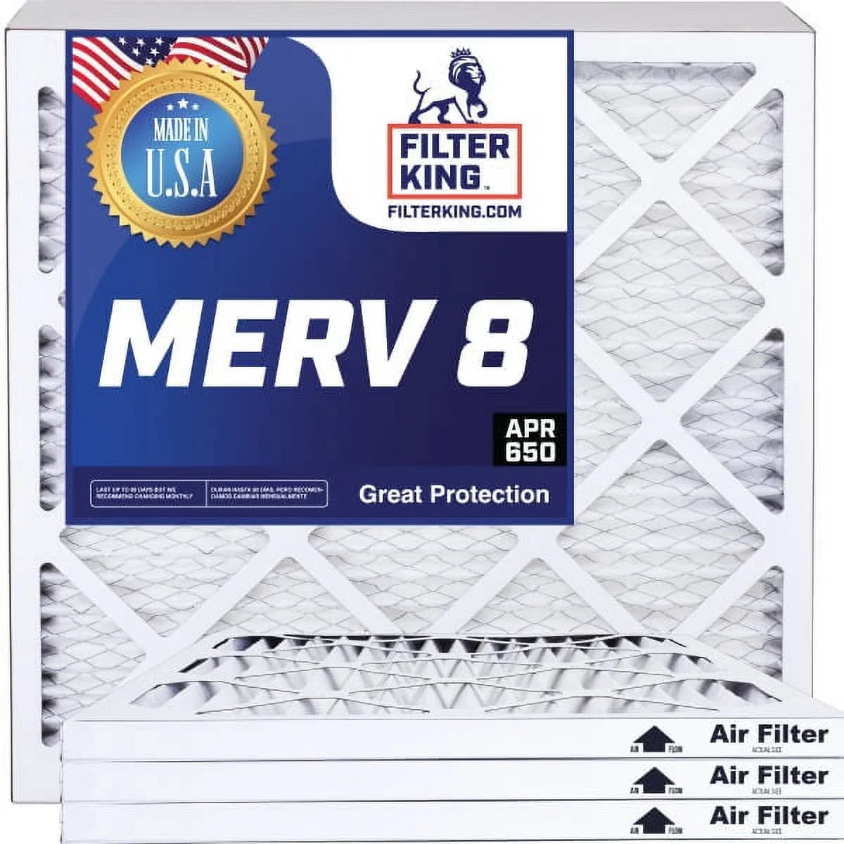 Filter King 19x61.5x1a Air Filter | 4-PACK | MERV 8 HVAC Pleated A/C Furnace Filters | MADE IN USA | Actual Size: 19 x 61.5 x .75"