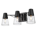 Golden Lighting Ryker 3-Light Metal/Glass Bath Vanity in Matte Black/Clear
