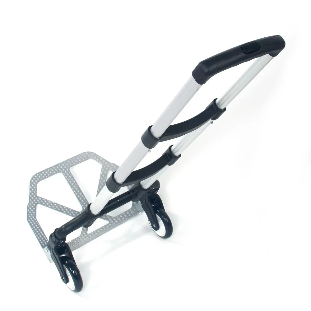 GoDecor Portable Foldable Trolley, with Telescopic Rod, for Carry Luggage, Black