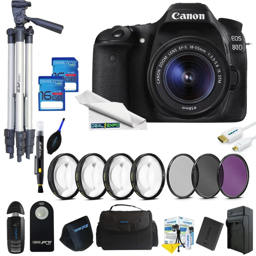 Canon EOS 80D DSLR Camera with 18-55mm Lens + 16GB Expo Advanced Kit
