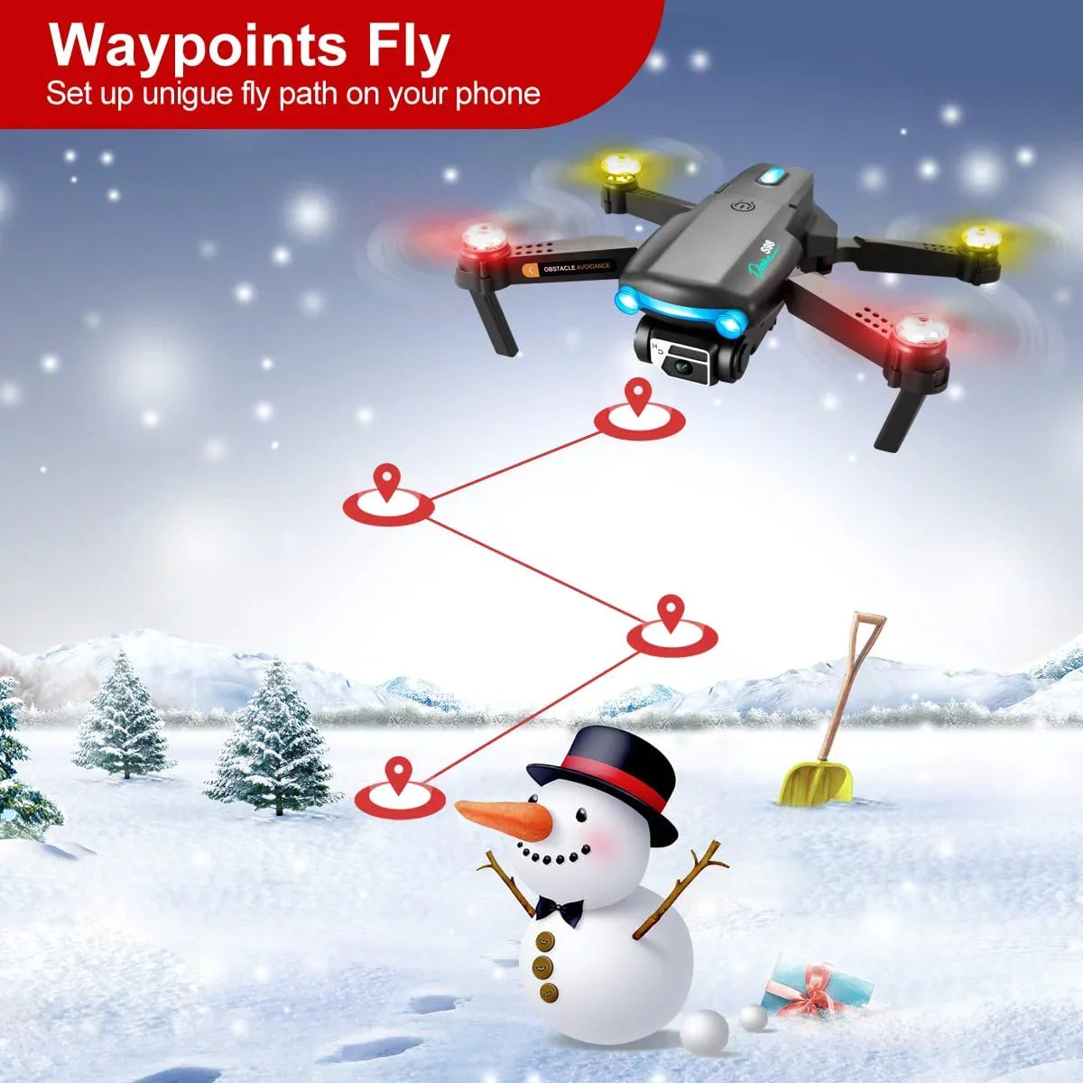 Drone with Camera for Adults Kids Beginners,Mini FPV Drones with 4K HD Dual Camera,Foldable RC Quadcopter Drone, One Key Take Off/Landing with 3 Batteries RC Toys Gifts for Kids and Adults (Black)