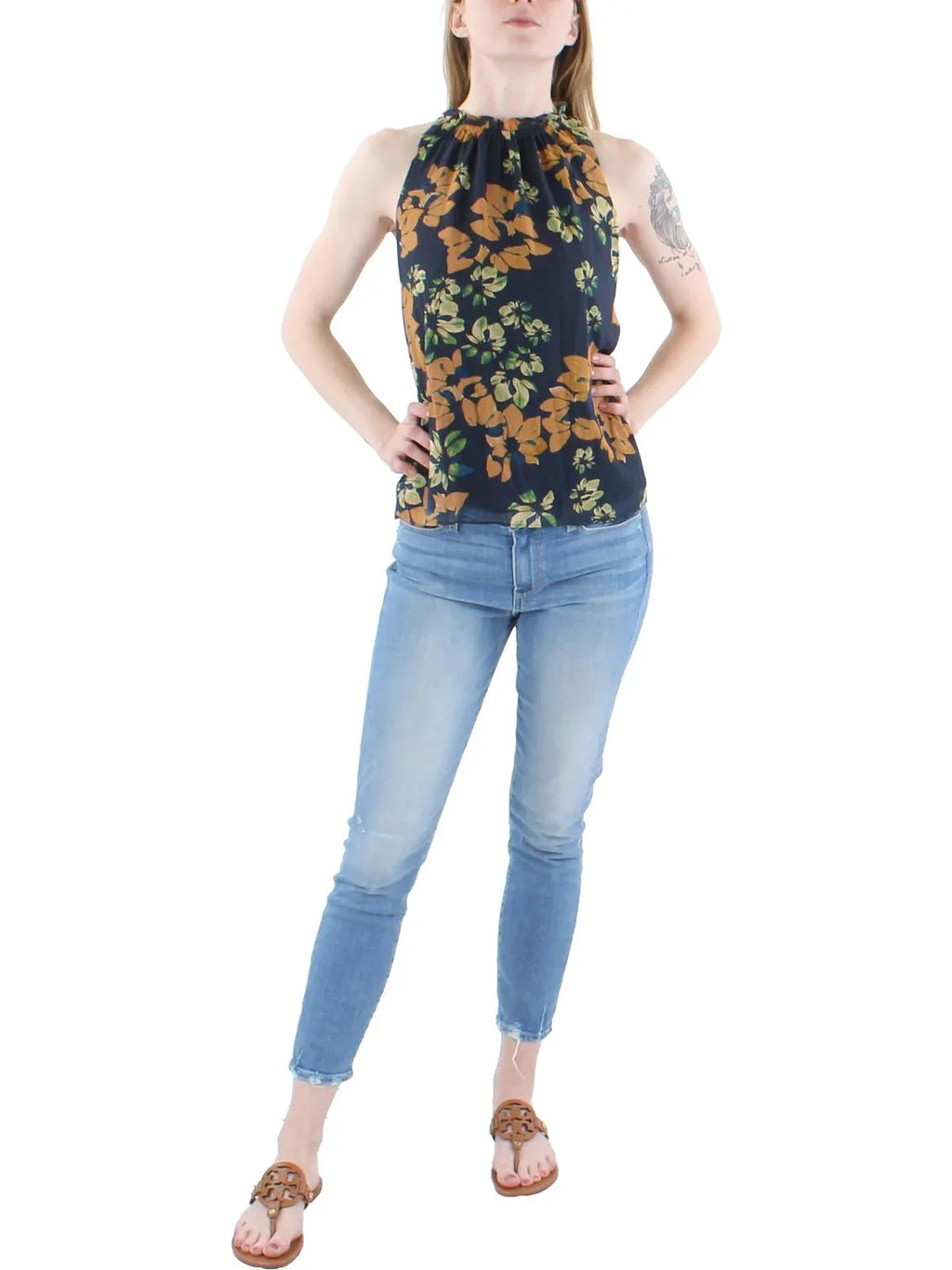Ramy Brook Womens Ruffled Floral Print Blouse