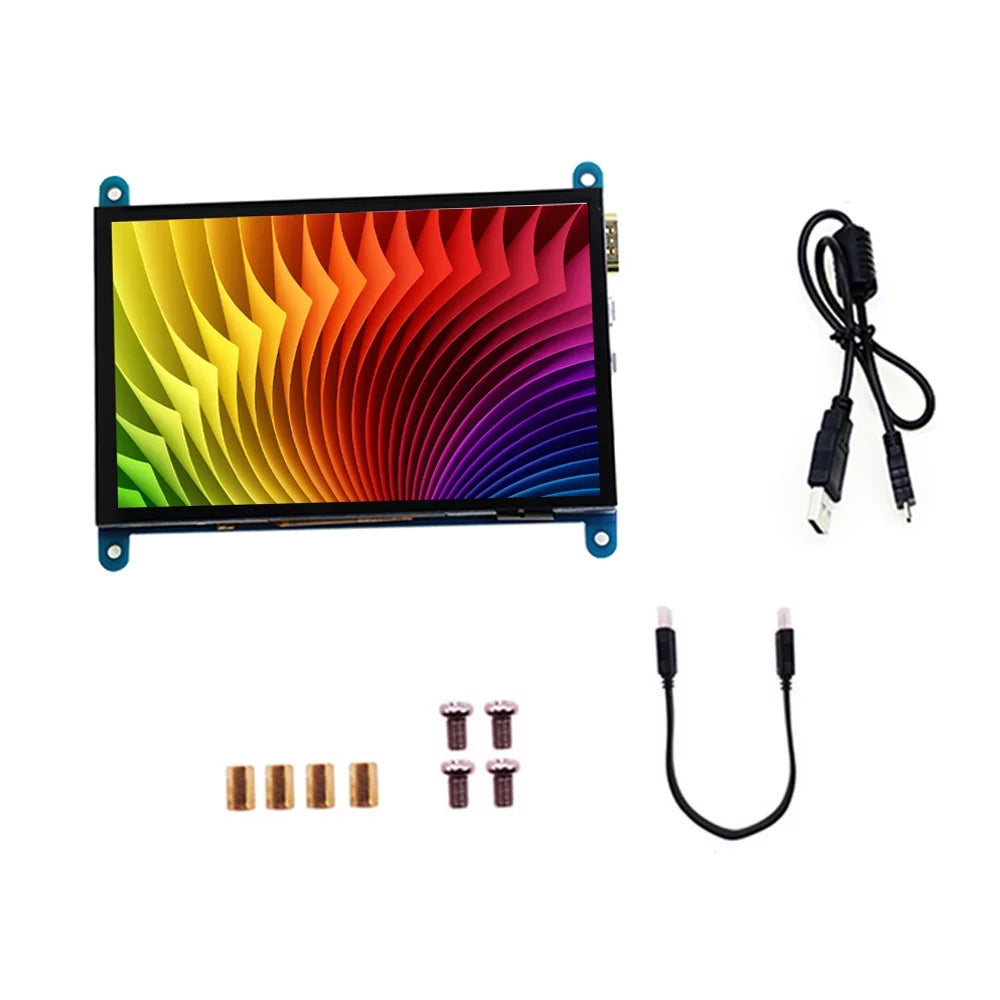 Htovila 5 Inch Capacitive Touchscreen Display 800*480 Resolution Small Portable with USB Interface Compatible with Raspberry Pi Educational Tool