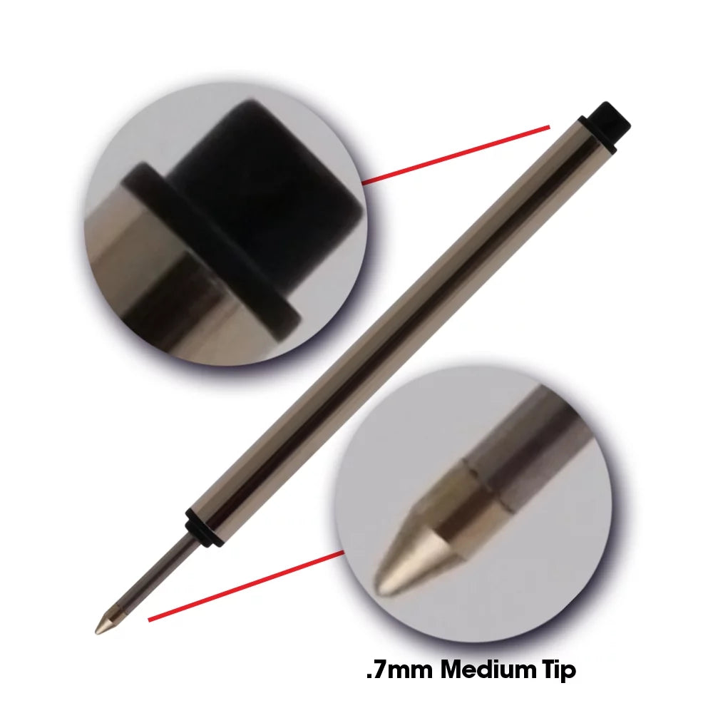 Jaymo Replacement for Montblanc 113778 - Measures 3.84 in / 97 mm Long - Capless Rollerball Pen Refill - 24 Blue