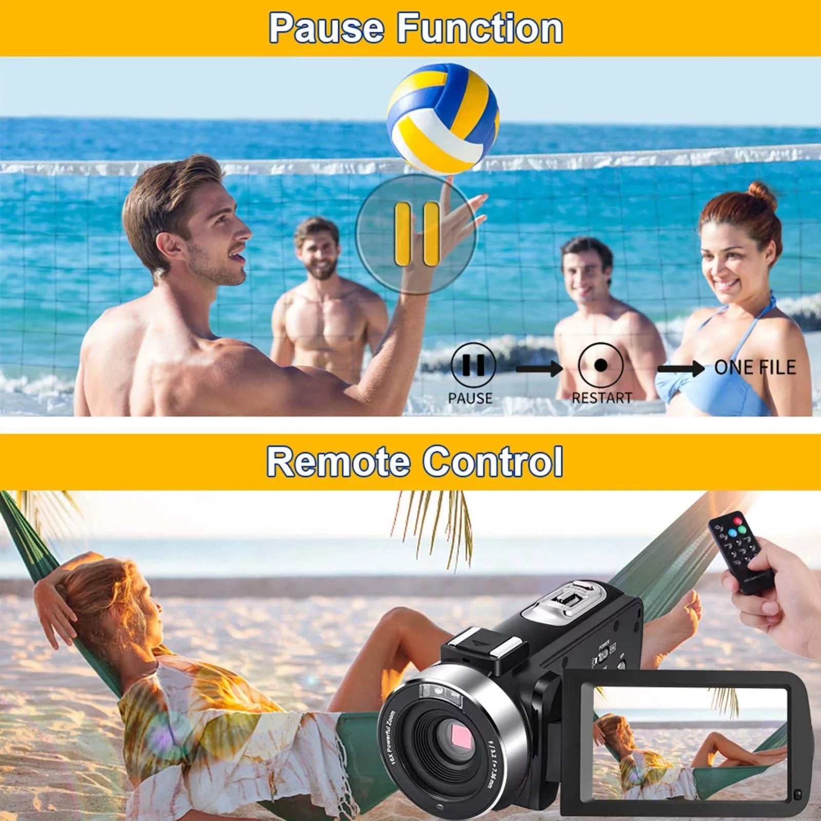 MARVUE Digital Video Camera Camcorder Full HD 2.7K 30FPS 30MP IR Night Vision Vlogging Camera Recorder Video Camera for Youtube