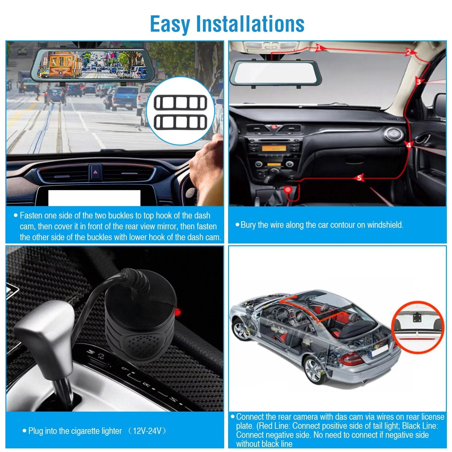iNova FHD 1080P Car DVR Dash Camera 9.66In Vehicle Driving Recorder with G Sensor Parking Monitoring Seamless Recording