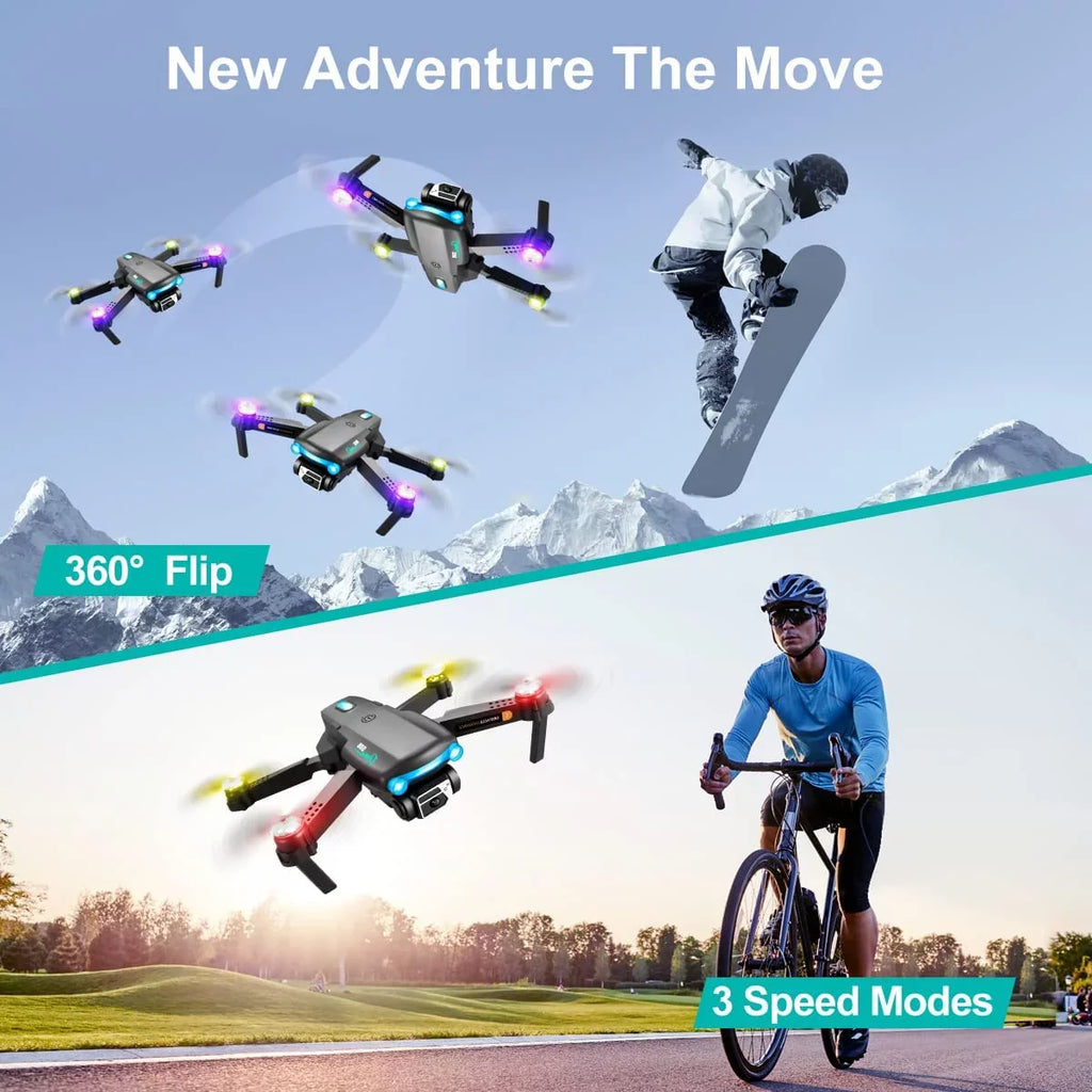 Drone with Camera for Adults Kids Beginners,Mini FPV Drones with 4K HD Dual Camera,Foldable RC Quadcopter Drone, One Key Take Off/Landing with 3 Batteries RC Toys Gifts for Kids and Adults (Black)
