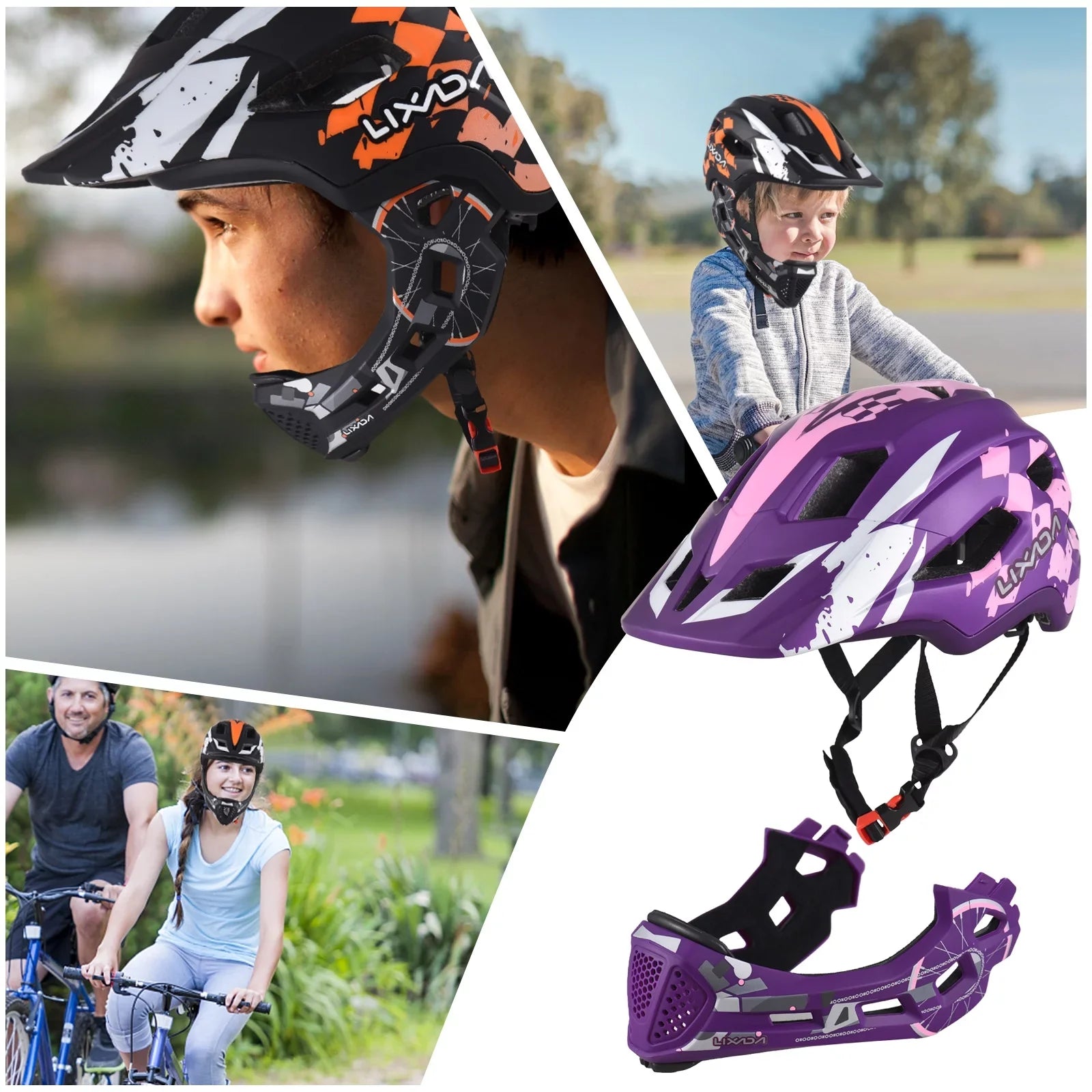 Lixada Kids Bike Helmet Adjustable breathable Detachable Full Face Helmet ,toddler helmet for Children Bicycle, Skateboard, Scooter, Protective Gear(Blue)