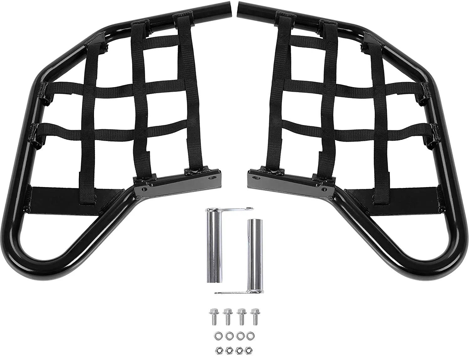 Kojem Aluminium Foot Peg Step Nerf Bars for Yamaha Raptor 700 Black Side Step with Black Webbing nets 2006-2020