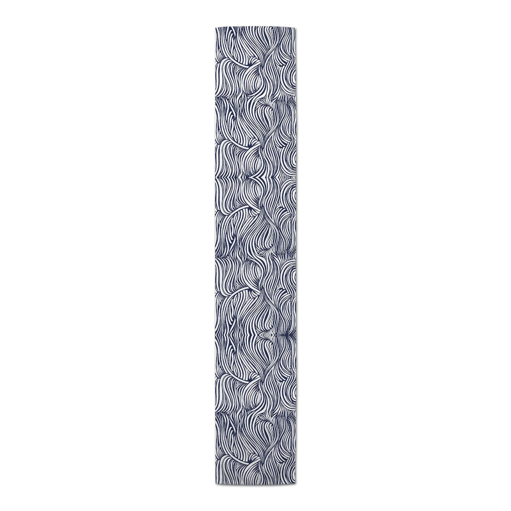 Creative Products Navy Abstract Waves 16x72 Poly Twill Table Runner