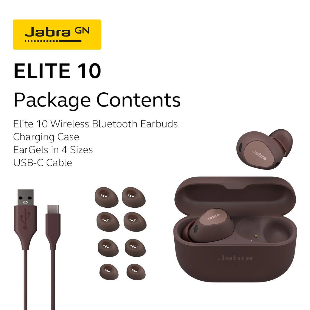 Jabra Elite 10 True Wireless Bluetooth Earbuds, Adv Active Noise Cancelling, Cocoa