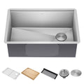 Kraus Kore 28Undermount Workstation 16 Gauge Stainless Steel Single Bowl Kitchen Sink with Accessories