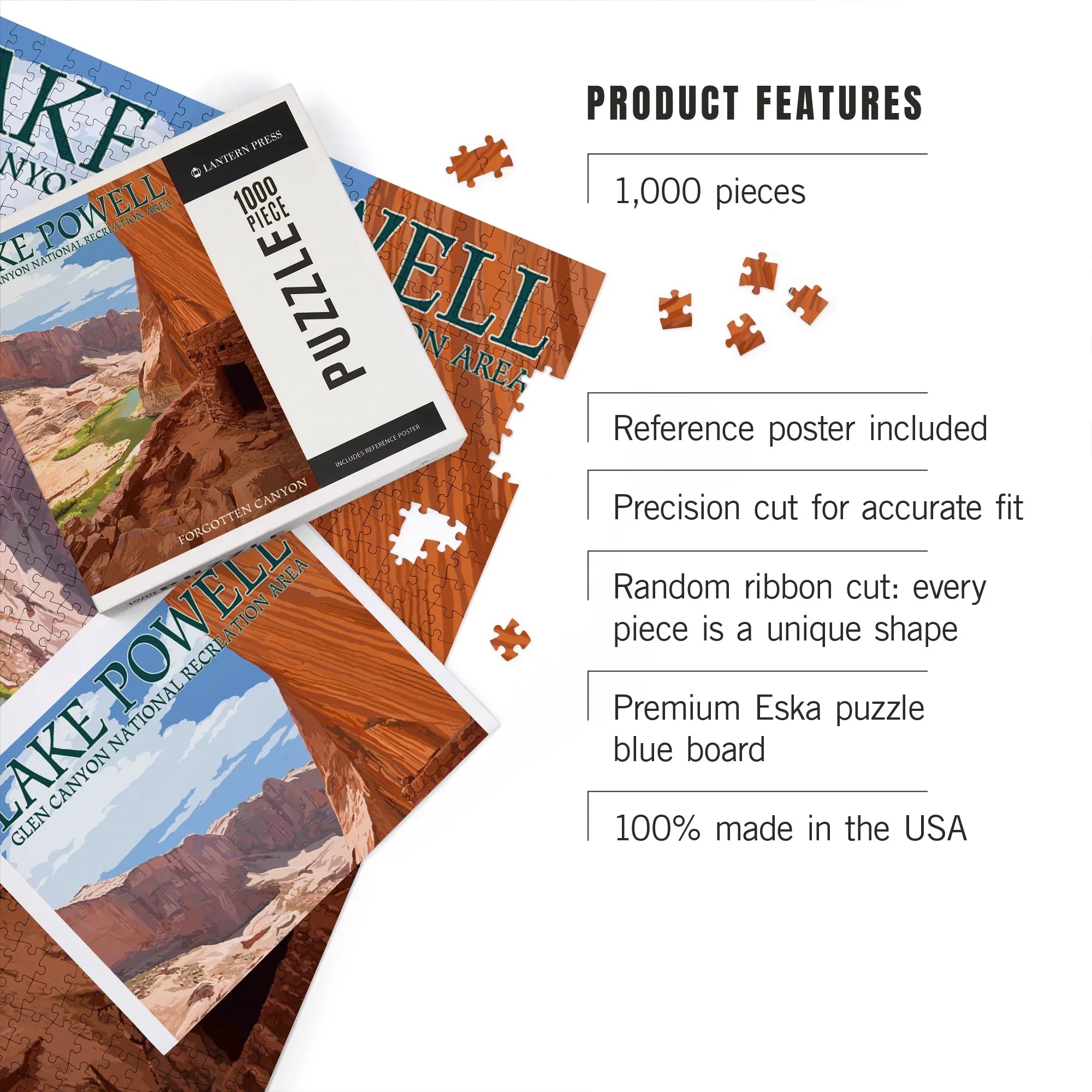 Lantern Press 1000 Piece Jigsaw Puzzle, Lake Powell, Forgotten Canyon