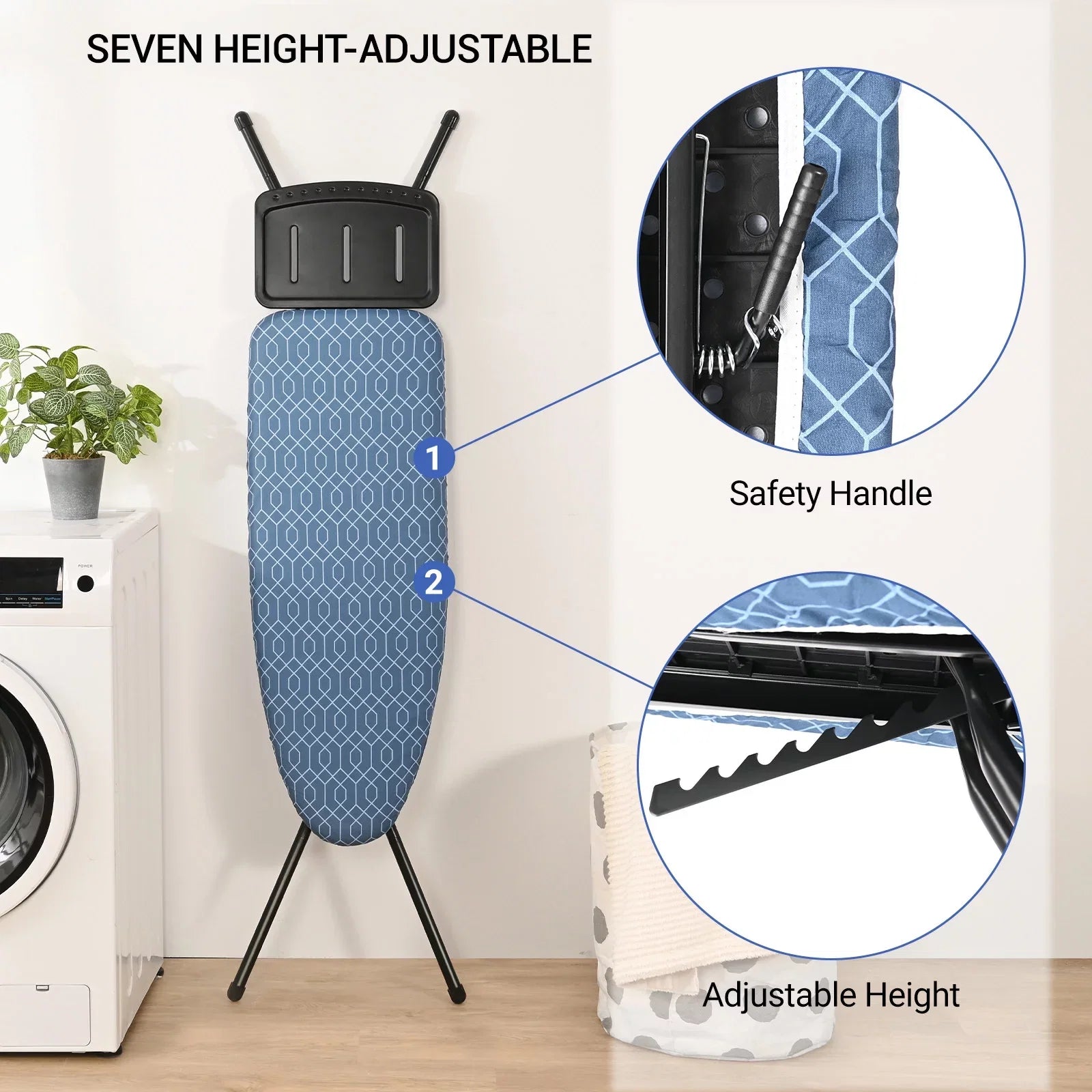 Kingrack Ironing Board,Iron Stand with Iron Rest, 7 Levels Adjustable Height,36"x13"