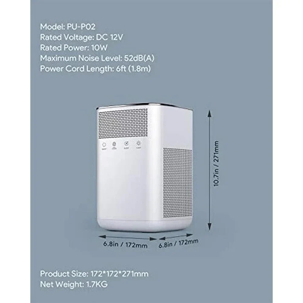 HEPA Air Purifier for Home Pets with True 3M HEPA, LED Night Light, Touch Button, Activated Carbon Filter for Large Room Bedroom Office White